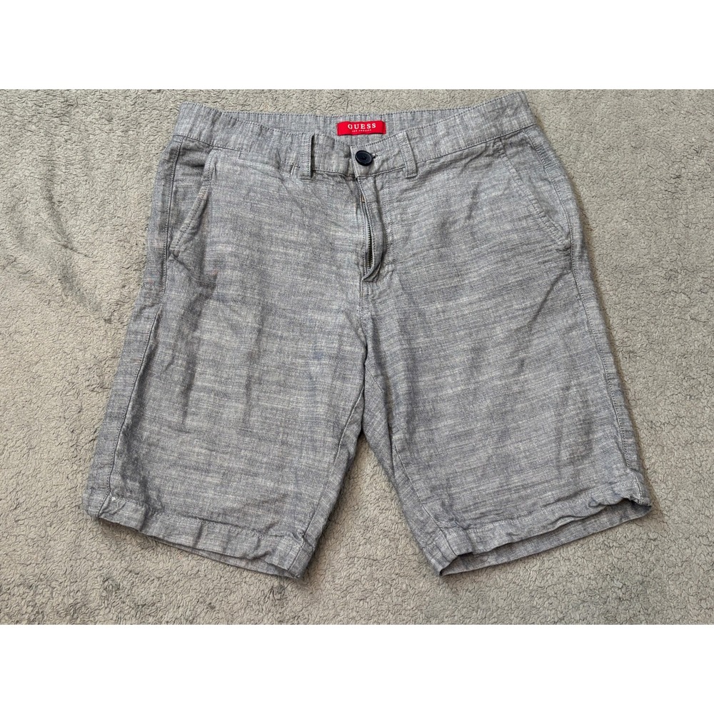 Guess Mens Gray Cotton Chino Shorts Size 32 X0GD00R7J60 Heathered Flat Front